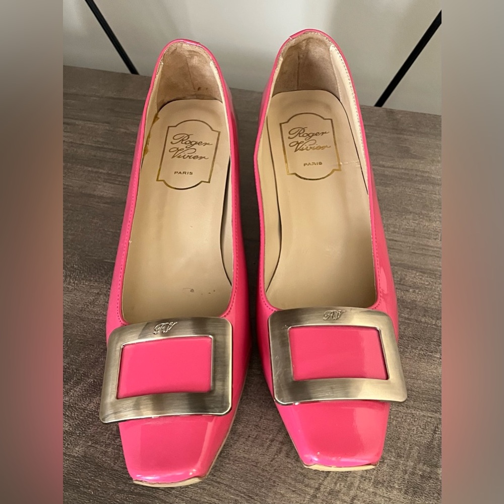 Roger Vivier Pink Patent Buckle Leather Shoes Size 38 / US 7.5 - Picture 5 of 13